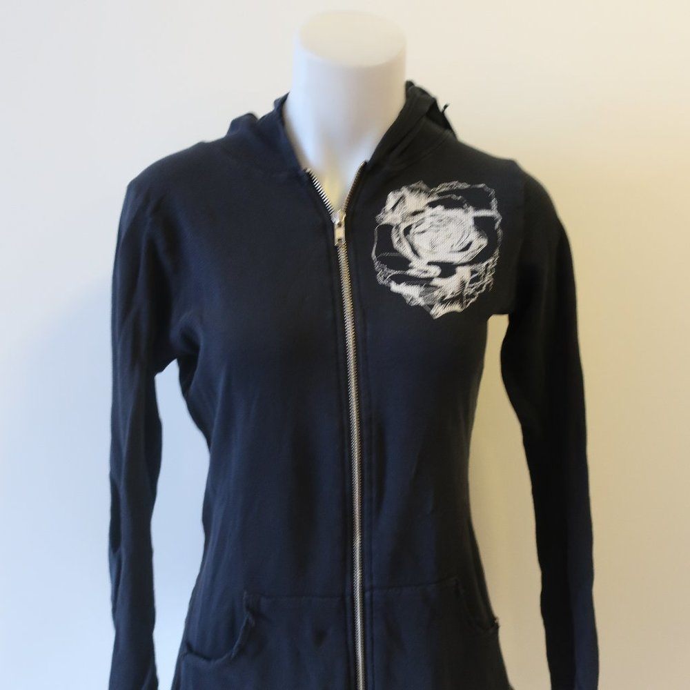 LAUREN MOSHI BLACK GRAPHIC ZIP UP SWEATSHIRT SZ L* - Picture 4 of 12